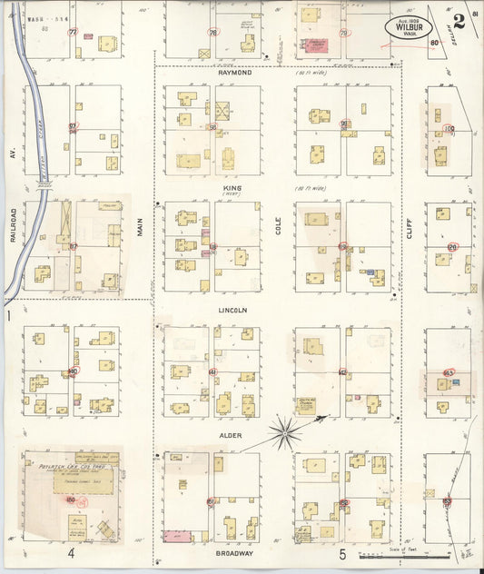 Sanborn Fire Insurance Map from Wilbur, Lincoln County, Washington (1930), Sheet #0002 - Historic Sanborn Fire Insurance Map Print, vintage old map wall art, antique decor, genealogy gift, Washington Washington map