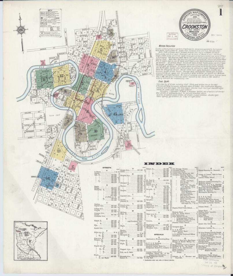 Sanborn Fire Insurance Map from Crookston, Polk County, Minnesota. (1913) – Map View