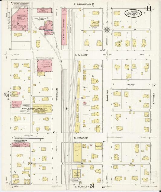 Sanborn Fire Insurance Map from Mason City, Cerro Gordo County, Iowa (1915), Sheet #0011 - Historic Sanborn Fire Insurance Map Print, vintage old map wall art