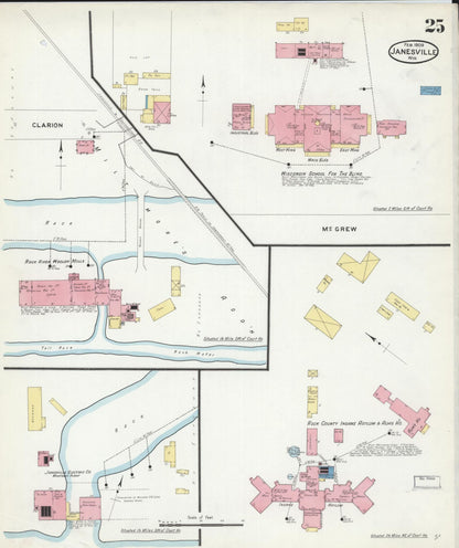 Sanborn Fire Insurance Map from Janesville, Rock County, Wisconsin (1909), Sheet #0025 - Complete Map Set gallery image, historic Sanborn map, vintage wall art, Wisconsin Wisconsin