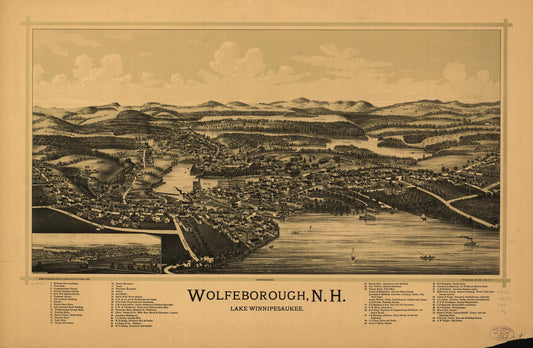 Wolfeborough, N.H., Lake Winnipesaukee. (1889) – Historic Bird’s-Eye View Panorama Print