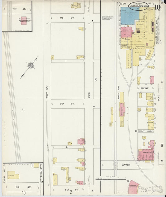 Sanborn Fire Insurance Map from Northumberland, Northumberland County, Pennsylvania (1913), Sheet #0010 - Historic Sanborn Fire Insurance Map Print, vintage old map wall art, antique decor, genealogy gift, Pennsylvania Pennsylvania map