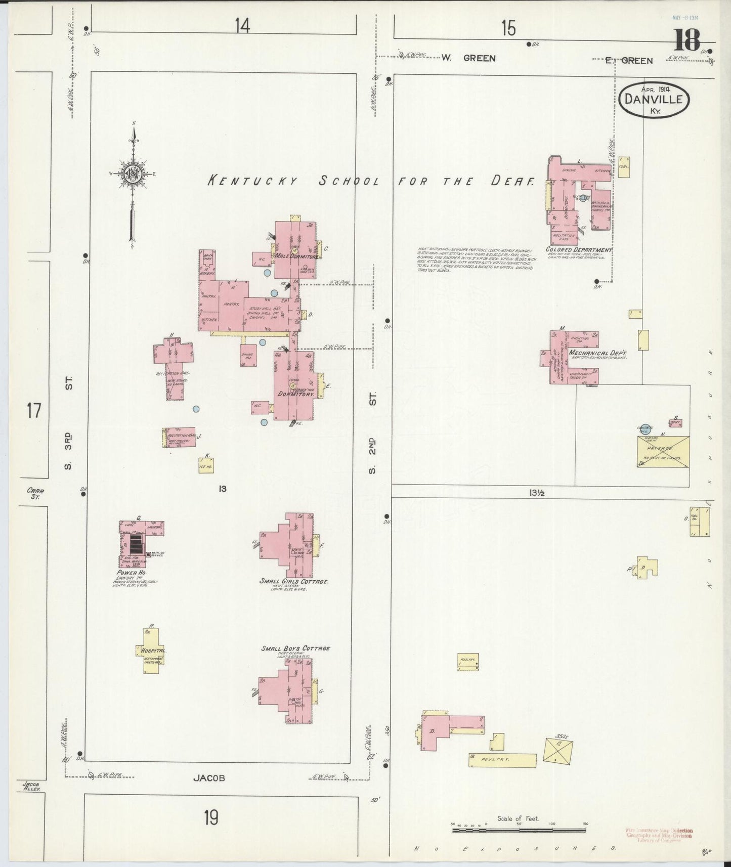 Sanborn Fire Insurance Map from Danville, Boyle County, Kentucky (1914), Sheet #0018 - Complete Map Set gallery image, historic Sanborn map, vintage wall art, Kentucky Kentucky