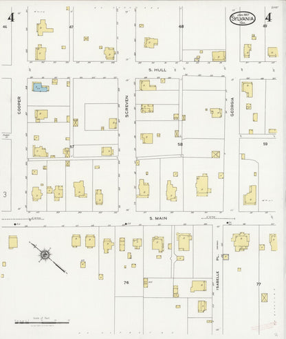 Sanborn Fire Insurance Map from Sylvania, Screven County, Georgia (1927), Sheet #0004 - Complete Map Set gallery image, historic Sanborn map, vintage wall art, Georgia Georgia