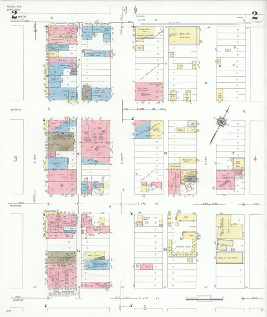 Sanborn Fire Insurance Map from Pecos, Reeves County, Texas (1939), Sheet #0002 - Historic Sanborn Fire Insurance Map Print, vintage old map wall art, antique decor, genealogy gift, Texas Texas map