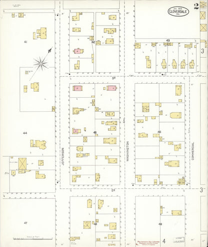 Sanborn Fire Insurance Map from Cloverdale, Sonoma County, California (1905), Sheet #0002 - Complete Map Set gallery image, historic Sanborn map, vintage wall art, California California