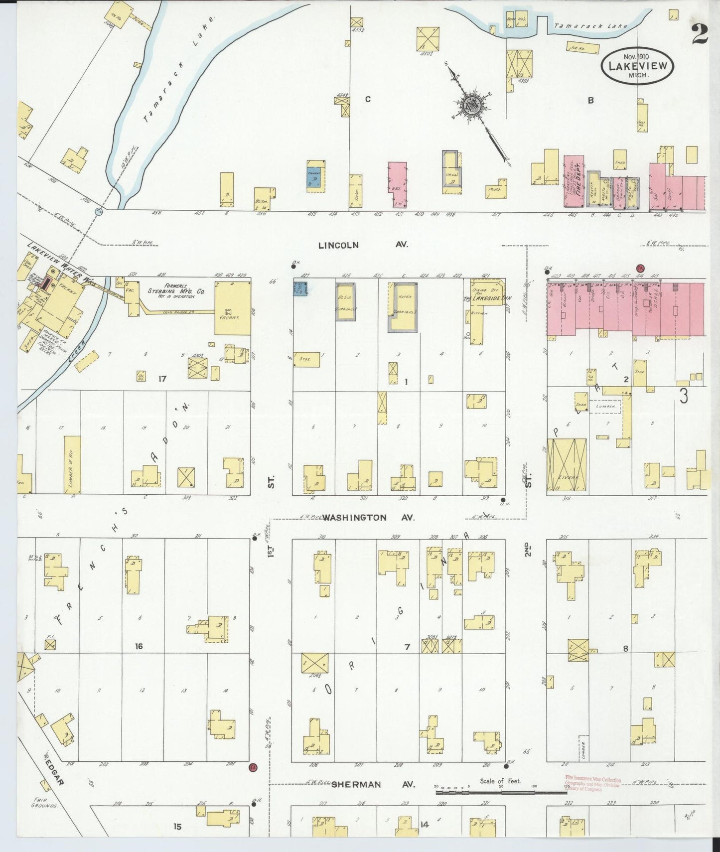 Sanborn Fire Insurance Map from Lakeview, Montcalm County, Michigan (1910), Sheet #0002 - Complete Map Set gallery image, historic Sanborn map, vintage wall art, Michigan Michigan