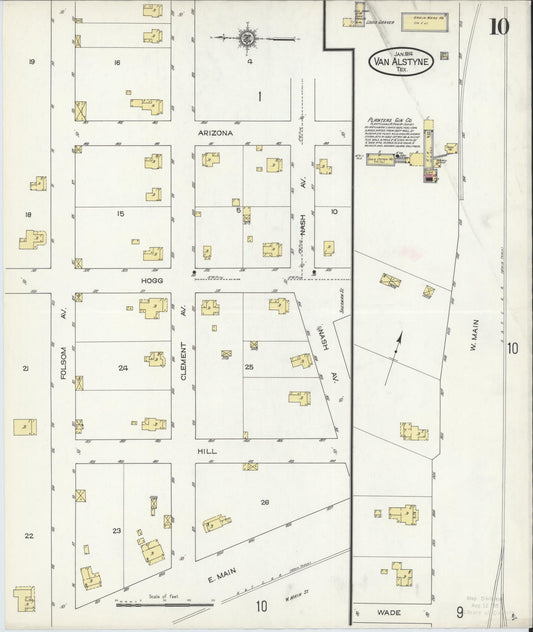 Sanborn Fire Insurance Map from Van Alstyne, Grayson County, Texas (1914), Sheet #0010 - Historic Sanborn Fire Insurance Map Print, vintage old map wall art, antique decor, genealogy gift, Texas Texas map