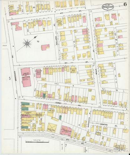 Sanborn Fire Insurance Map from Braddock, Allegheny County, Pennsylvania (1901), Sheet #0006 - Complete Map Set gallery image, historic Sanborn map, vintage wall art, Pennsylvania Pennsylvania