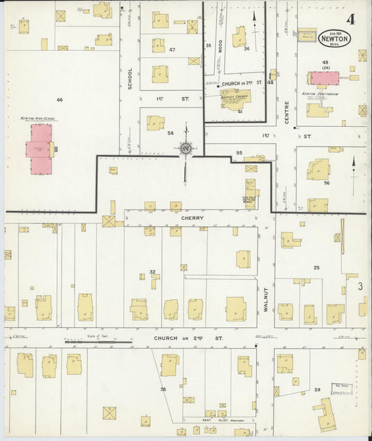 Sanborn Fire Insurance Map from Newton, Newton County, Mississippi (1916), Sheet #0004 - Historic Sanborn Fire Insurance Map Print, vintage old map wall art, antique decor, genealogy gift, Mississippi Mississippi map