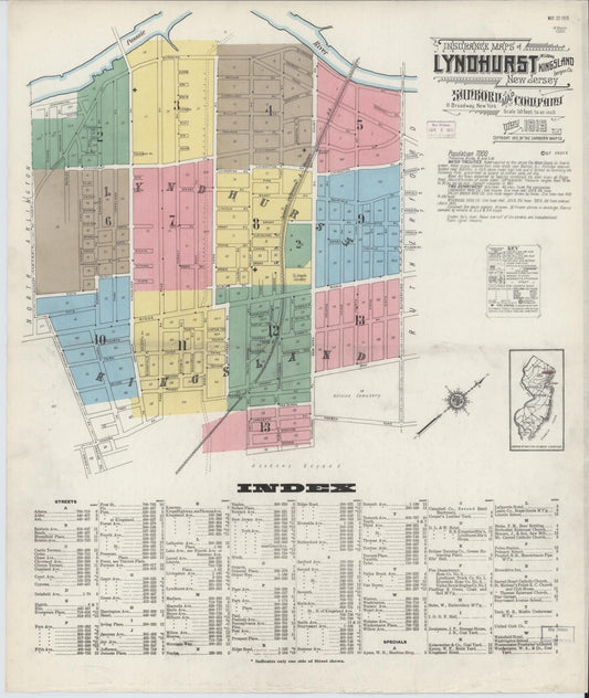 Sanborn Fire Insurance Map from Lyndhurst, Bergen County, New Jersey. (1915) – Historic Sanborn Fire Insurance Map Print