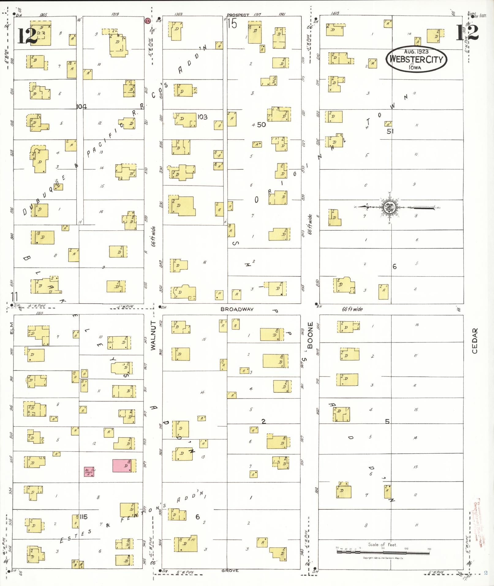 Sanborn Fire Insurance Map from Webster City, Hamilton County, Iowa (1923), Sheet #0012 - Historic Sanborn Fire Insurance Map Print
