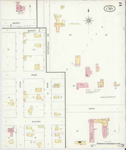 Sanborn Fire Insurance Map from Lima, LaGrange County, Indiana (1909), Sheet #0002 - Historic Sanborn Fire Insurance Map Print, vintage old map wall art, antique decor, genealogy gift, Indiana Indiana map
