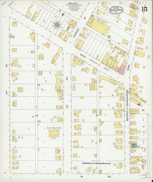 Sanborn Fire Insurance Map from Bedford, Lawrence County, Indiana (1904), Sheet #0015 - Historic Sanborn Fire Insurance Map Print, vintage old map wall art, antique decor, genealogy gift, Indiana Indiana map