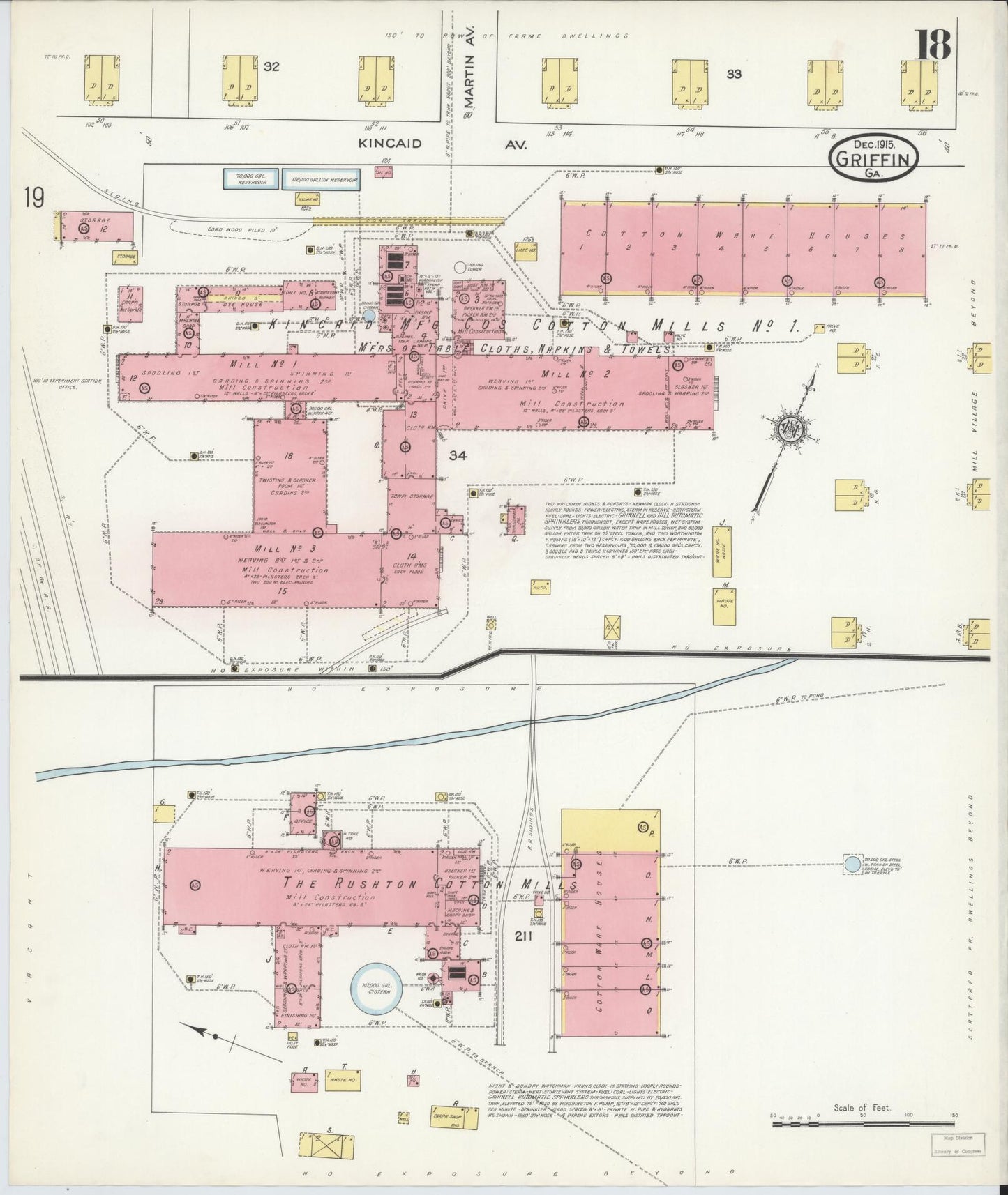 Sanborn Fire Insurance Map from Griffin, Spalding County, Georgia (1915), Sheet #0018 - Historic Sanborn Fire Insurance Map Print, vintage old map wall art, antique decor, genealogy gift, Georgia Georgia map