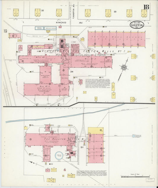 Sanborn Fire Insurance Map from Griffin, Spalding County, Georgia (1915), Sheet #0018 - Historic Sanborn Fire Insurance Map Print, vintage old map wall art, antique decor, genealogy gift, Georgia Georgia map