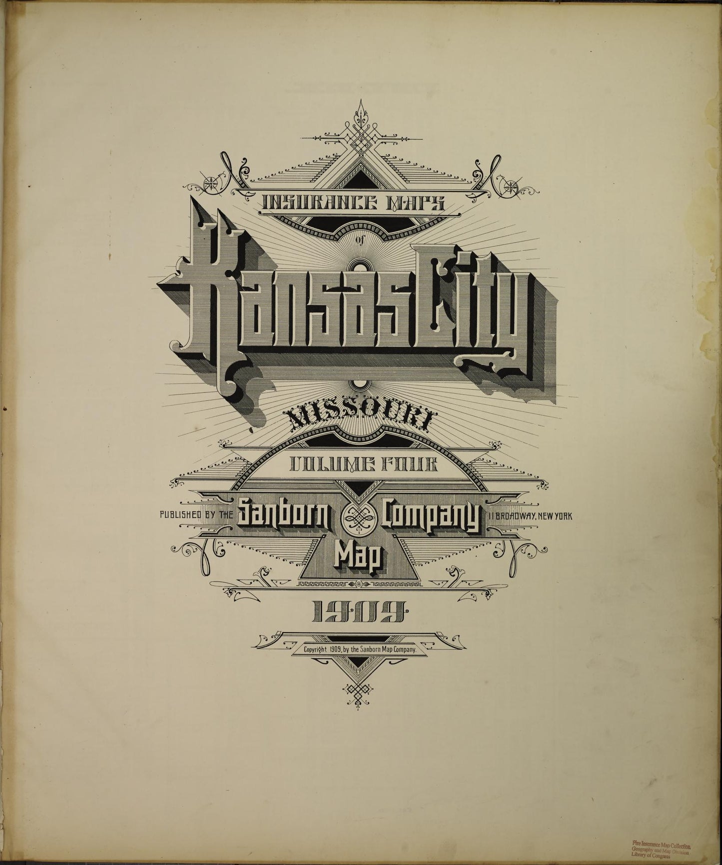Sanborn Fire Insurance Map from Kansas City, Jackson, Clay, And Platte Counties, Missouri (1909), Sheet #0001 - Complete Map Set gallery image, historic Sanborn map, vintage wall art, Missouri Missouri