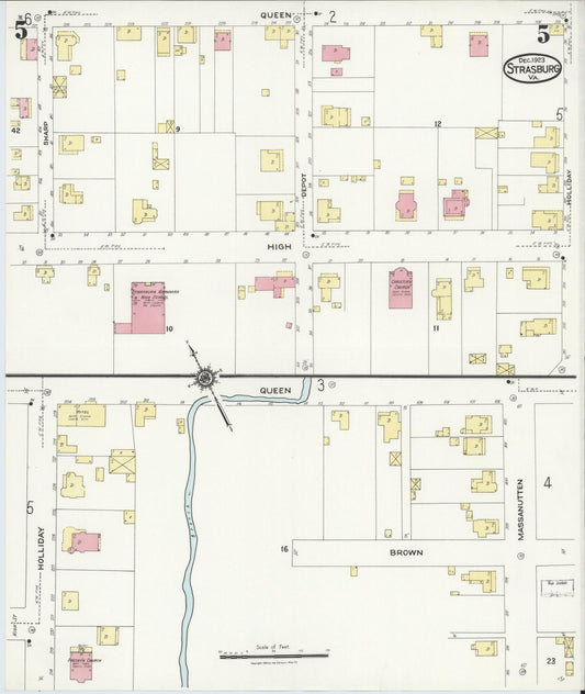 Sanborn Fire Insurance Map from Strasburg, Shenandoah County, Virginia (1923), Sheet #0005 - Historic Sanborn Fire Insurance Map Print, vintage old map wall art, antique decor, genealogy gift, Virginia Virginia map