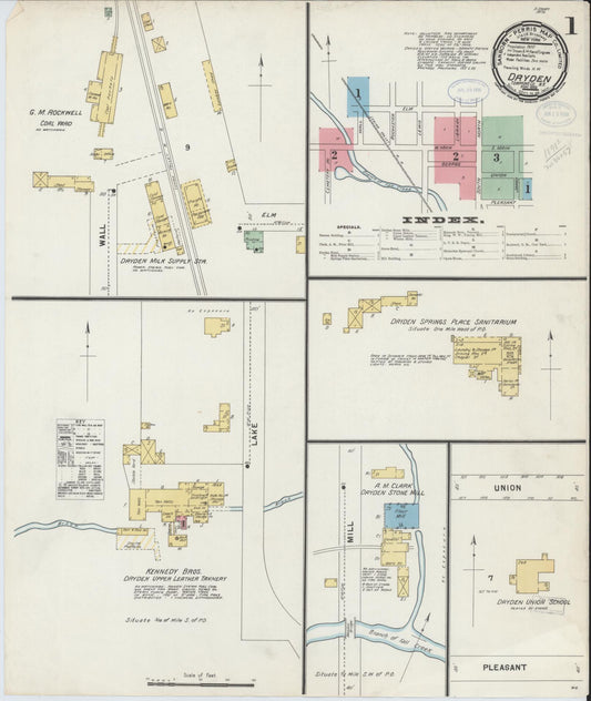 Sanborn Fire Insurance Map from Dryden, Tompkins County, New York (1898), Sheet #0001 - Historic Sanborn Fire Insurance Map Print, vintage old map wall art, antique decor, genealogy gift, New York New York map