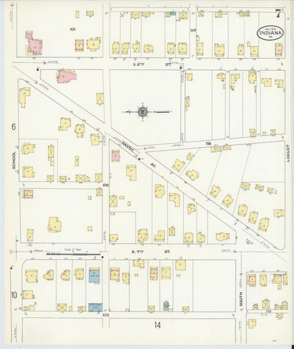 Sanborn Fire Insurance Map from Indiana, Indiana County, Pennsylvania (1910), Sheet #0007 - Complete Map Set gallery image, historic Sanborn map, vintage wall art, Sanborn Fire Insurance Map from Indiana Indiana