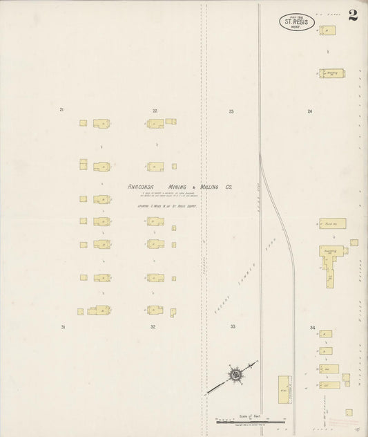 Sanborn Fire Insurance Map from Saint Regis, Mineral County, Montana (1918), Sheet #0002 - Historic Sanborn Fire Insurance Map Print, vintage old map wall art, antique decor, genealogy gift, Montana Montana map