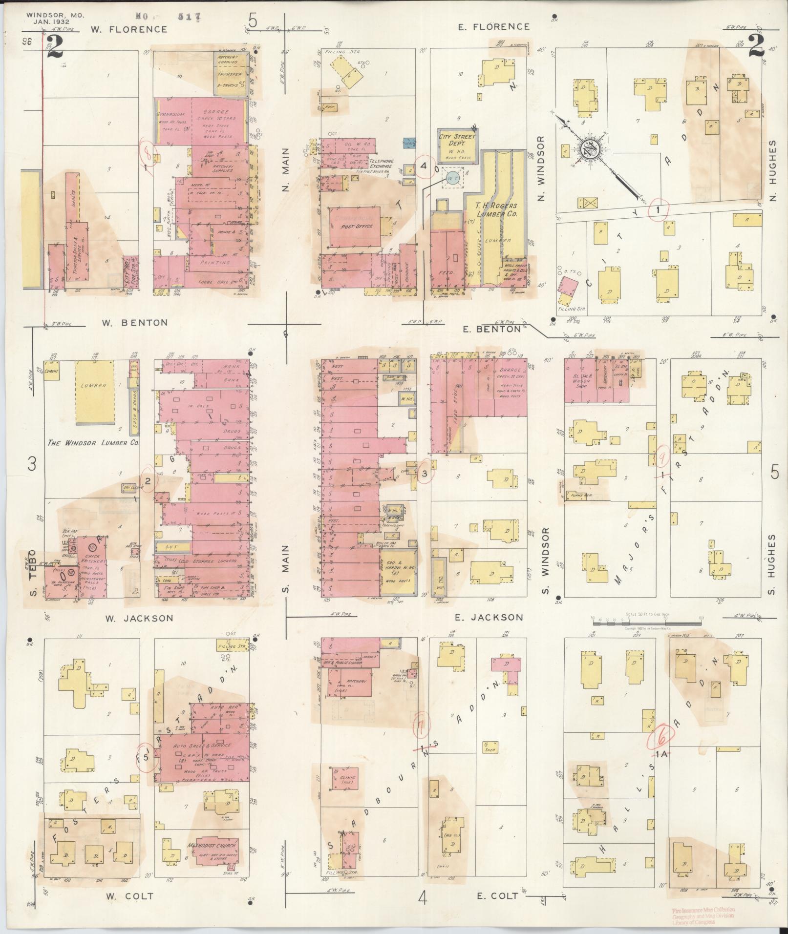 Sanborn Fire Insurance Map from Windsor, Henry County, Missouri (1943), Sheet #0002 - Complete Map Set gallery image, historic Sanborn map, vintage wall art, Missouri Missouri