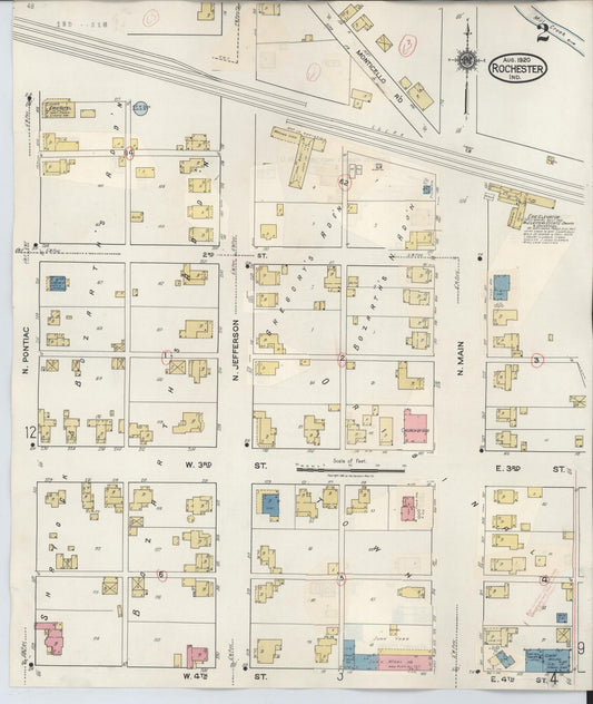 Sanborn Fire Insurance Map from Rochester, Fulton County, Indiana (1942), Sheet #0002 - Historic Sanborn Fire Insurance Map Print, vintage old map wall art, antique decor, genealogy gift, Indiana Indiana map