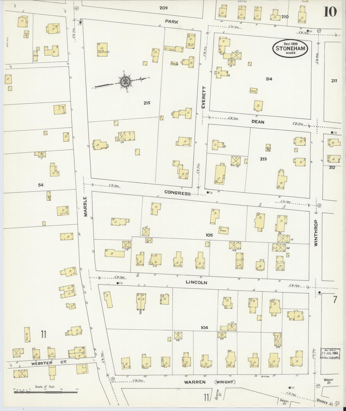 Sanborn Fire Insurance Map from Stoneham, Middlesex County, Massachusetts (1909), Sheet #0010 - Complete Map Set gallery image, historic Sanborn map, vintage wall art, Massachusetts Massachusetts
