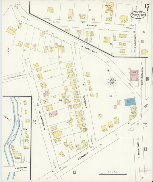 Sanborn Fire Insurance Map from Tarrytown, Westchester County, New York (1909), Sheet #0017 - Historic Sanborn Fire Insurance Map Print, vintage old map wall art, antique decor, genealogy gift, New York New York map