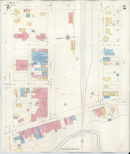Sanborn Fire Insurance Map from Chesterton, Porter County, Indiana (1951), Sheet #0002 - Historic Sanborn Fire Insurance Map Print, vintage old map wall art, antique decor, genealogy gift, Indiana Indiana map