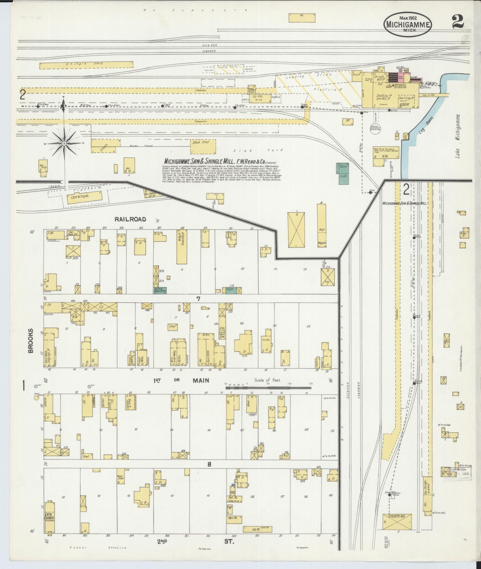Sanborn Fire Insurance Map from Michigamme, Marquette County, Michigan (1902), Sheet #0002 - Historic Sanborn Fire Insurance Map Print, vintage old map wall art, antique decor, genealogy gift, Michigan Michigan map