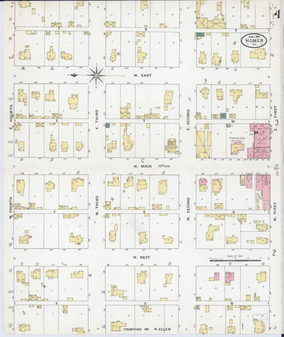 Sanborn Fire Insurance Map from Homer, Champaign County, Illinois (1909), Sheet #0004 - Complete Map Set gallery image, historic Sanborn map, vintage wall art, Illinois Illinois