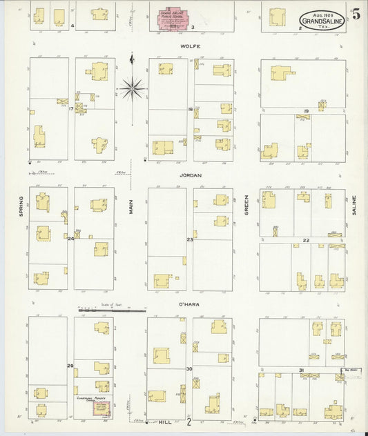Sanborn Fire Insurance Map from Grand Saline, Van Zandt County, Texas (1909), Sheet #0005 - Historic Sanborn Fire Insurance Map Print, vintage old map wall art, antique decor, genealogy gift, Texas Texas map