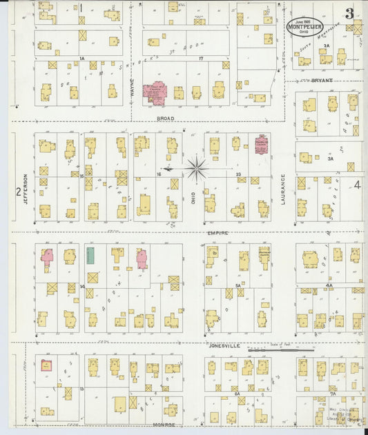 Sanborn Fire Insurance Map from Montpelier, Williams County, Ohio (1905), Sheet #0003 - Historic Sanborn Fire Insurance Map Print, vintage old map wall art, antique decor, genealogy gift, Ohio Ohio map