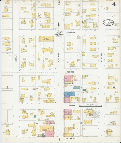 Sanborn Fire Insurance Map from Tomah, Monroe County, Wisconsin (1904), Sheet #0004 - Complete Map Set gallery image, historic Sanborn map, vintage wall art, Wisconsin Wisconsin