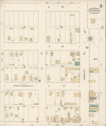 Sanborn Fire Insurance Map from Madera, Madera County, California (1888), Sheet #0003 - Complete Map Set gallery image, historic Sanborn map, vintage wall art, California California