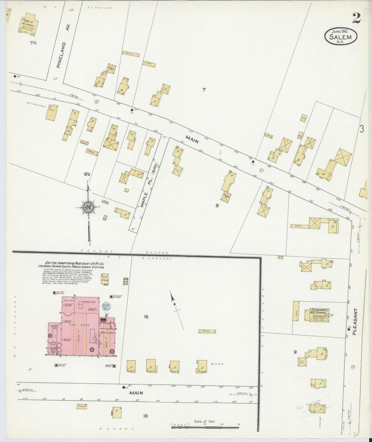 Sanborn Fire Insurance Map from Salem, Rockingham County, New Hampshire (1912), Sheet #0002 - Complete Map Set gallery image, historic Sanborn map, vintage wall art, New Hampshire New Hampshire