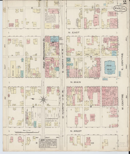 Sanborn Fire Insurance Map from Marion, Marion County, Ohio (1884), Sheet #0002 - Historic Sanborn Fire Insurance Map Print, vintage old map wall art, antique decor, genealogy gift, Ohio Ohio map