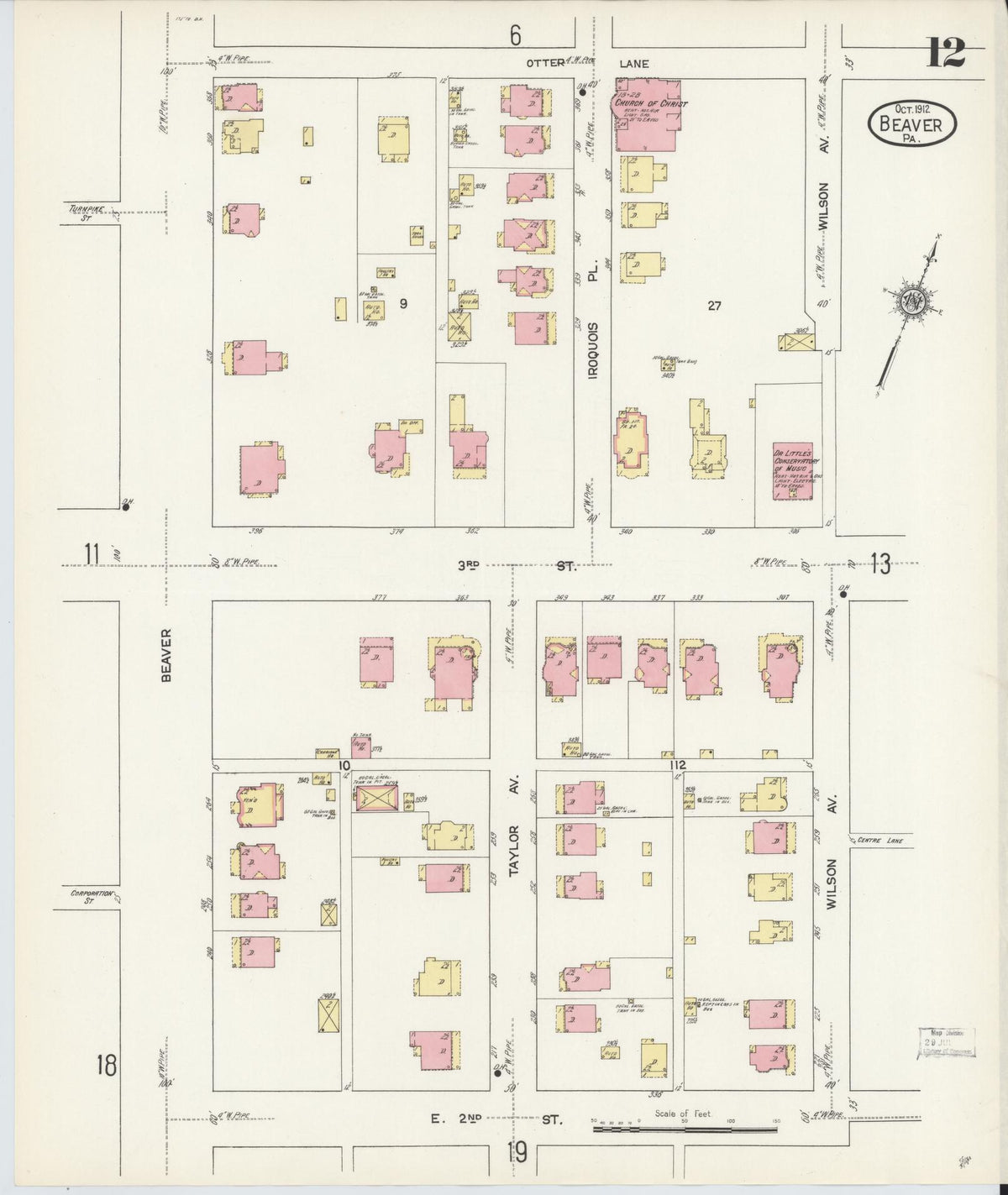 Sanborn Fire Insurance Map from Beaver, Beaver County, Pennsylvania (1912), Sheet #0012 - Complete Map Set gallery image, historic Sanborn map, vintage wall art, Pennsylvania Pennsylvania