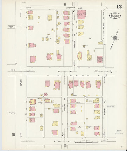 Sanborn Fire Insurance Map from Beaver, Beaver County, Pennsylvania (1912), Sheet #0012 - Complete Map Set gallery image, historic Sanborn map, vintage wall art, Pennsylvania Pennsylvania
