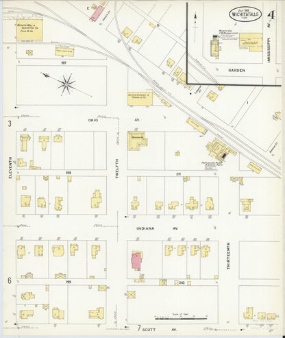 Sanborn Fire Insurance Map from Wichita Falls, Wichita County, Texas (1908), Sheet #0004 - Complete Map Set gallery image, historic Sanborn map, vintage wall art, Texas Texas