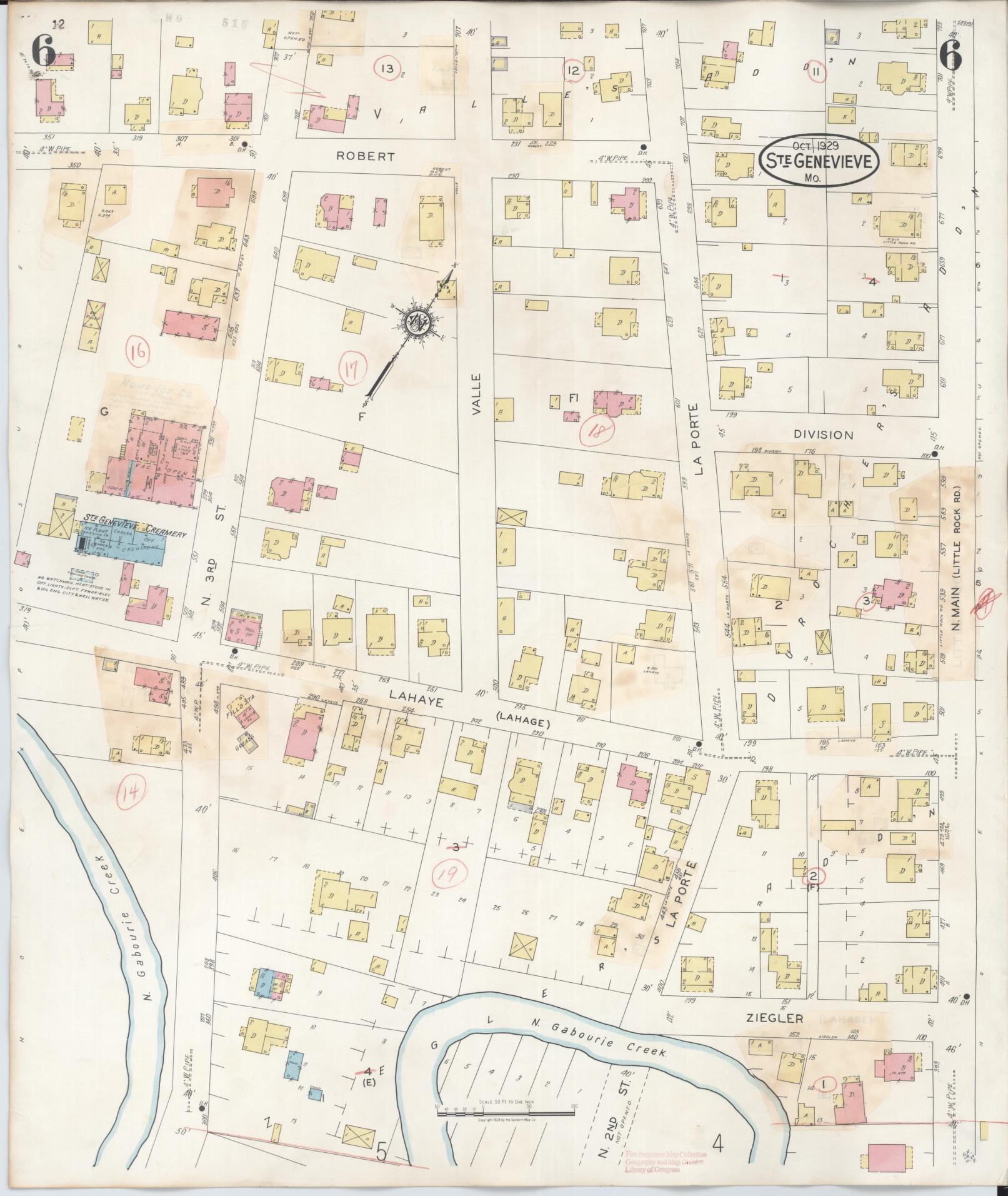 Sanborn Fire Insurance Map from Sainte Genevieve, Saint Genevieve County, Missouri (1945), Sheet #0006 - Complete Map Set gallery image, historic Sanborn map, vintage wall art, Missouri Missouri