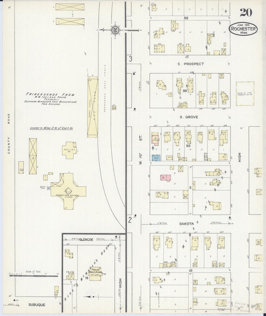 Sanborn Fire Insurance Map from Rochester, Olmsted County, Minnesota (1914), Sheet #0020 - Historic Sanborn Fire Insurance Map Print, vintage old map wall art, antique decor, genealogy gift, Minnesota Minnesota map