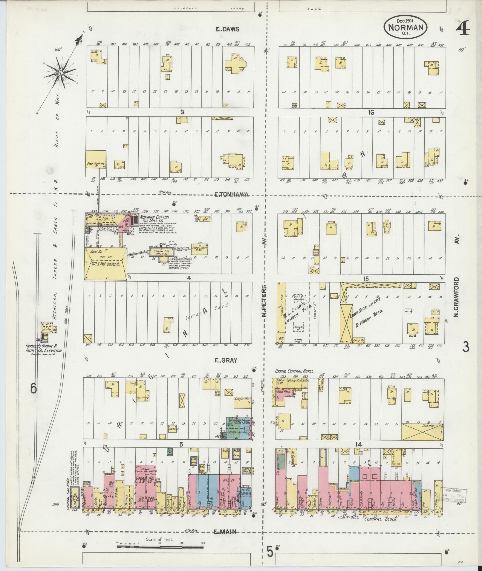 Sanborn Fire Insurance Map from Norman, Cleveland County, Oklahoma (1901), Sheet #0004 - Complete Map Set gallery image, historic Sanborn map, vintage wall art, Oklahoma Oklahoma