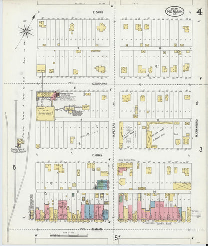 Sanborn Fire Insurance Map from Norman, Cleveland County, Oklahoma (1901), Sheet #0004 - Complete Map Set gallery image, historic Sanborn map, vintage wall art, Oklahoma Oklahoma