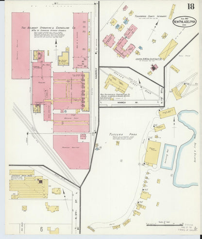 Sanborn Fire Insurance Map from New Philadelphia, Tuscarawas County, Ohio (1910), Sheet #0018 - Complete Map Set gallery image, historic Sanborn map, vintage wall art, Ohio Ohio