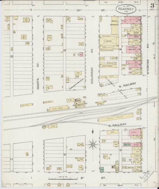 Sanborn Fire Insurance Map from Kearney, Buffalo County, Nebraska (1887), Sheet #0003 - Historic Sanborn Fire Insurance Map Print, vintage old map wall art, antique decor, genealogy gift, Nebraska Nebraska map