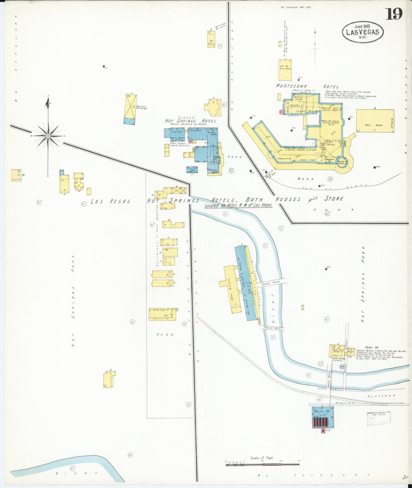 Sanborn Fire Insurance Map from Las Vegas, San Miguel County, New Mexico (1902), Sheet #0019 - Historic Sanborn Fire Insurance Map Print, vintage old map wall art, antique decor, genealogy gift, New Mexico New Mexico map