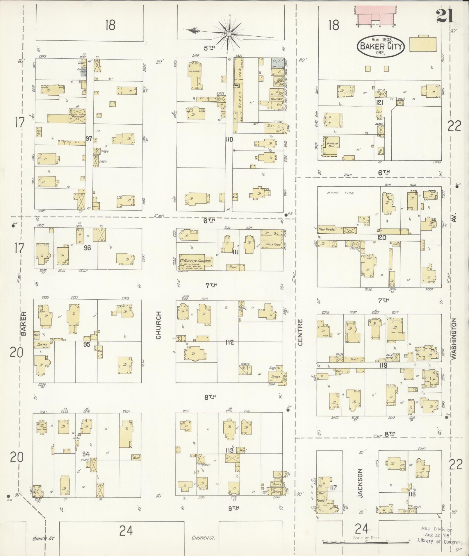 Sanborn Fire Insurance Map from Baker, Baker County, Oregon (1903), Sheet #0021 - Complete Map Set gallery image, historic Sanborn map, vintage wall art, Oregon Oregon