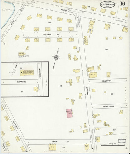 Sanborn Fire Insurance Map from East Hampton, Hampshire County, Massachusetts (1910), Sheet #0016 - Historic Sanborn Fire Insurance Map Print, vintage old map wall art, antique decor, genealogy gift, Massachusetts Massachusetts map